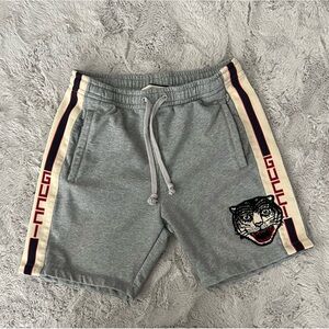 Gucci Gray Hybrid Shorts with Embroidered Tiger